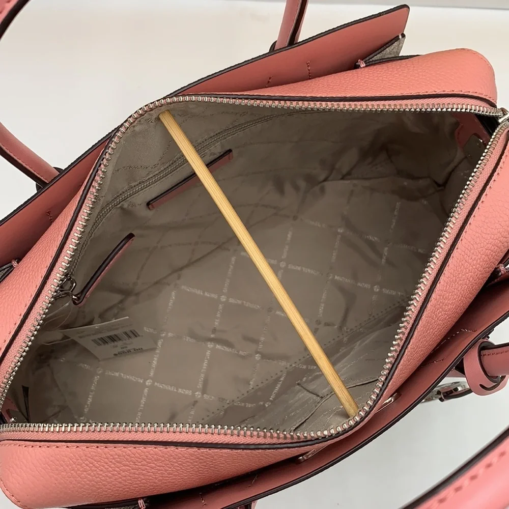 MICHAEL KORS MERCER MEDIUM TOP ZIP BELTED SATCHEL PRIMROSE MULTI SIGNATURE